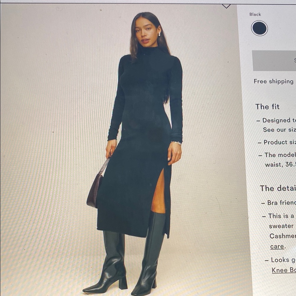 Reformation Wallis Cashmere Midi Dress size M